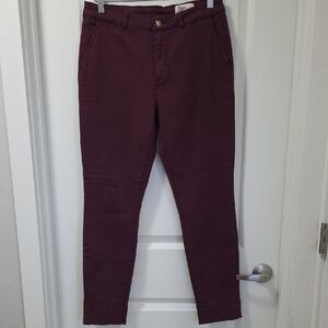 Burgandy Slim Leg Cropped Pants